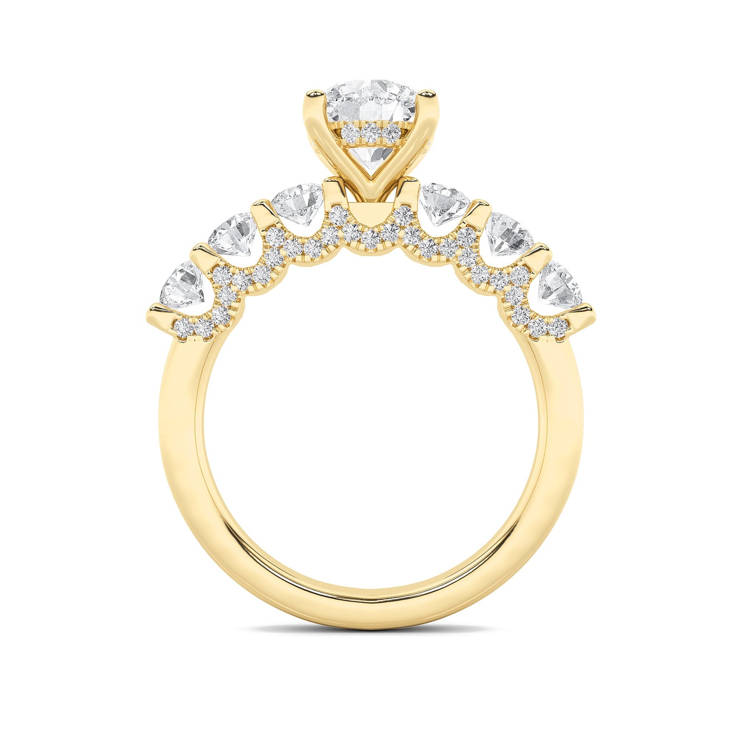 2.5Cttw Round Shaped Lab Grown Diamond (F/VS) Accented Double Halo Set of Band and  Ring in 14K Gold