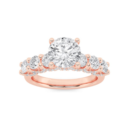 2.5Cttw Round Shaped Lab Grown Diamond (F/VS) Accented Double Halo Set of Band and  Ring in 14K Gold