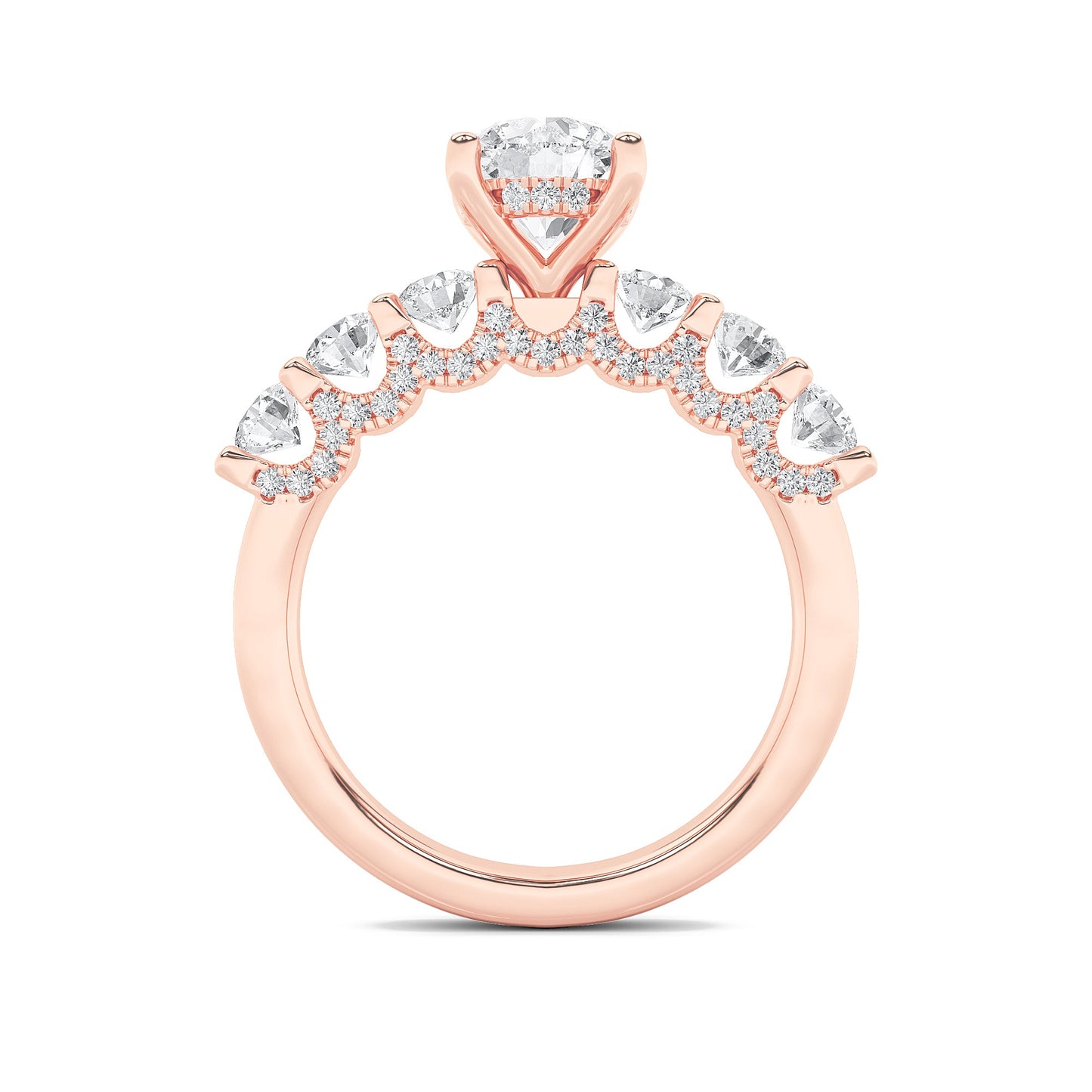 2.5Cttw Round Shaped Lab Grown Diamond (F/VS) Accented Double Halo Set of Band and  Ring in 14K Gold