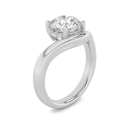 2Cttw Round Shaped Lab Grown Diamond (F/VS) Accented Solitaire Fancy Engagement Ring in 14K Gold
