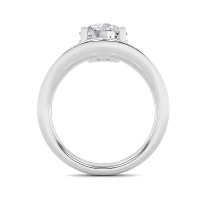 2Cttw Round Shaped Lab Grown Diamond (F/VS) Accented Solitaire Fancy Engagement Ring in 14K Gold
