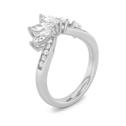 1.5Cttw Marquise Shaped Lab Grown Diamond (F/VVS) Fancy Contour Ring in 14K Gold