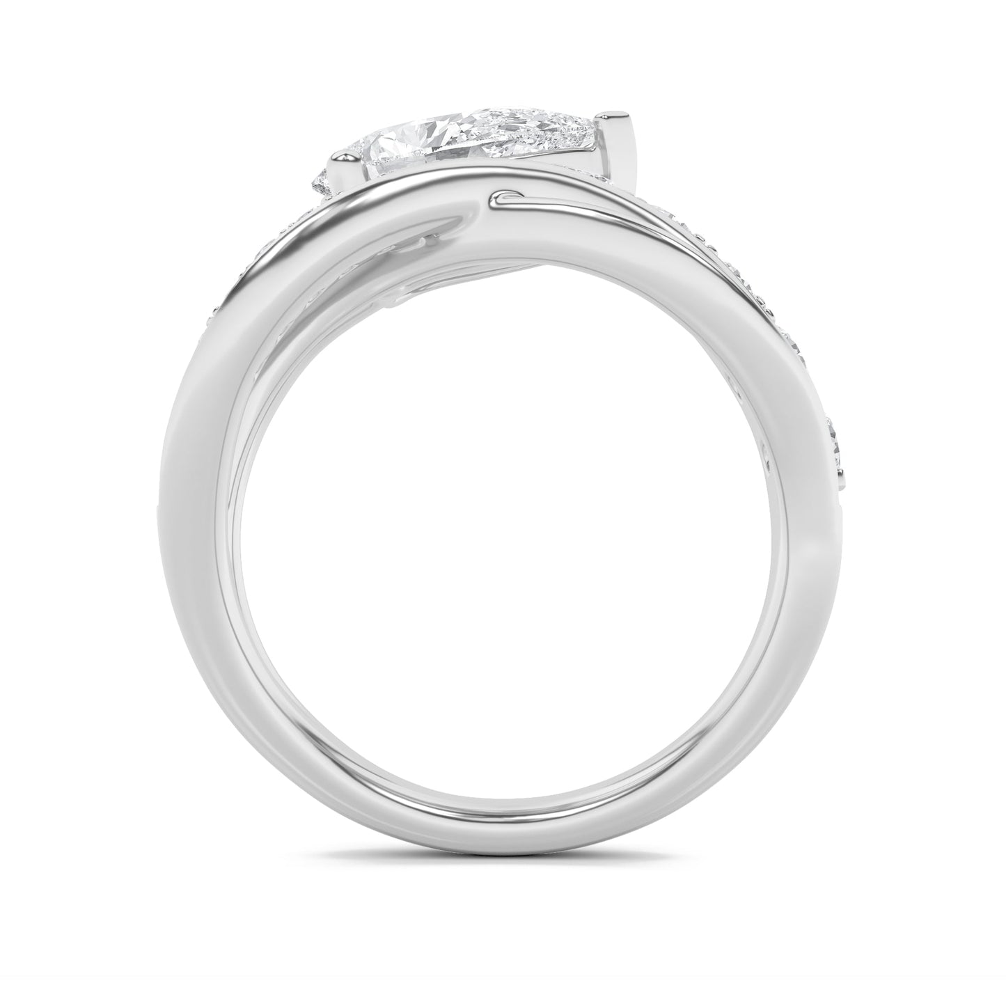2Cttw Pear Shaped Lab Grown Diamond (F/VS) Fashion Accented Engagement Ring in 14K Gold