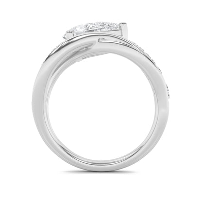2Cttw Pear Shaped Lab Grown Diamond (F/VS) Fashion Accented Engagement Ring in 14K Gold