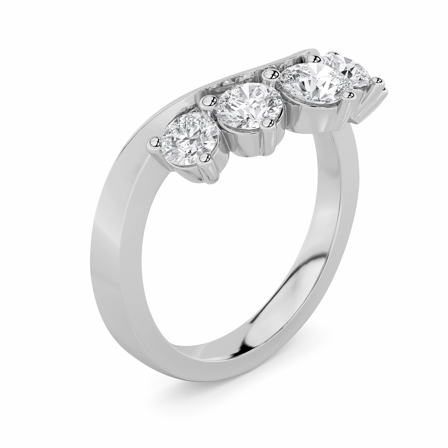 1Cttw Round Shaped Lab Grown Diamond (F/VS) Fancy Contour Ring in 14K Gold