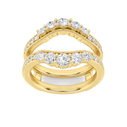 1Cttw Round Shaped Lab Grown Diamond (F/VS) Insert Jacket Ring in 14K Gold