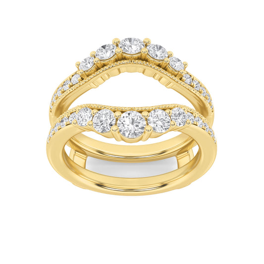 1Cttw Round Shaped Lab Grown Diamond (F/VS) Insert Jacket Ring in 14K Gold