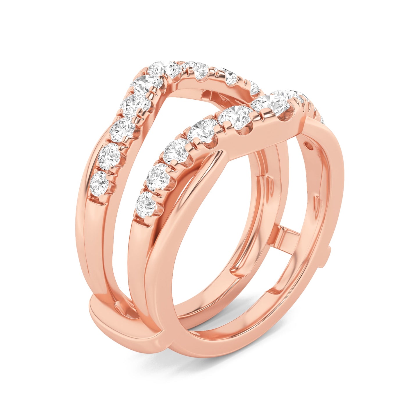 3Cttw Round Shaped Lab Grown Diamond (F/VS) Insert Jacket Ring in 14K Gold