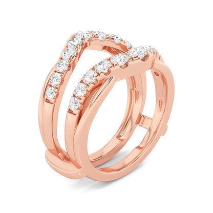 3Cttw Round Shaped Lab Grown Diamond (F/VS) Insert Jacket Ring in 14K Gold