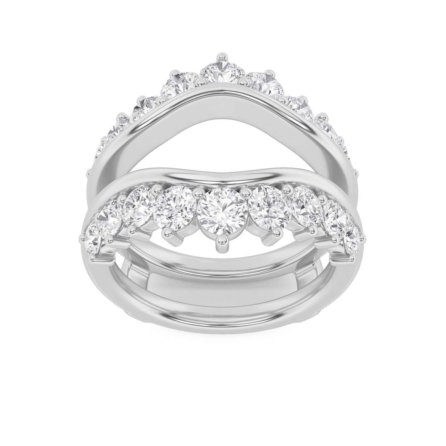 2Cttw Round Shaped Lab Grown Diamond (F/VS) Insert Jacket Ring in 14K Gold