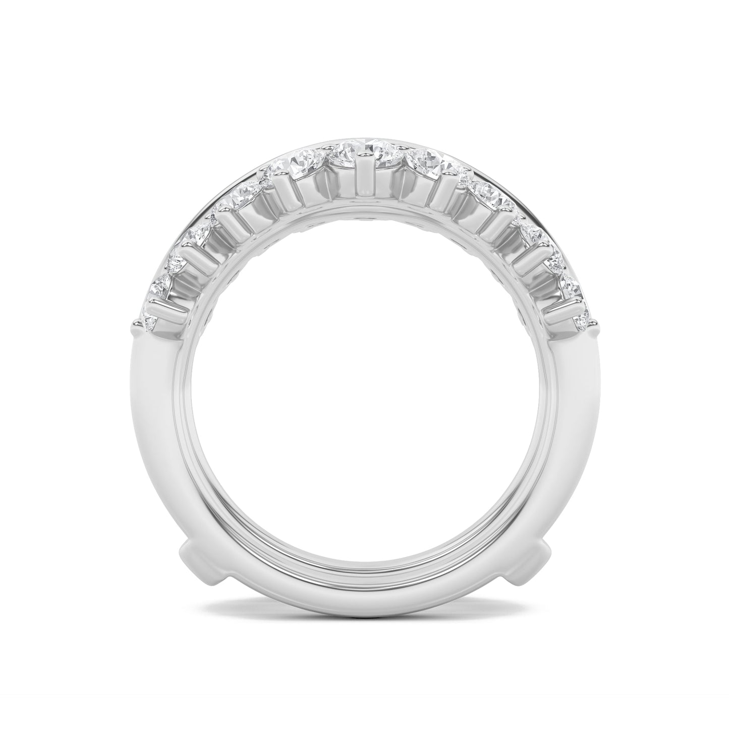 2Cttw Round Shaped Lab Grown Diamond (F/VS) Insert Jacket Ring in 14K Gold