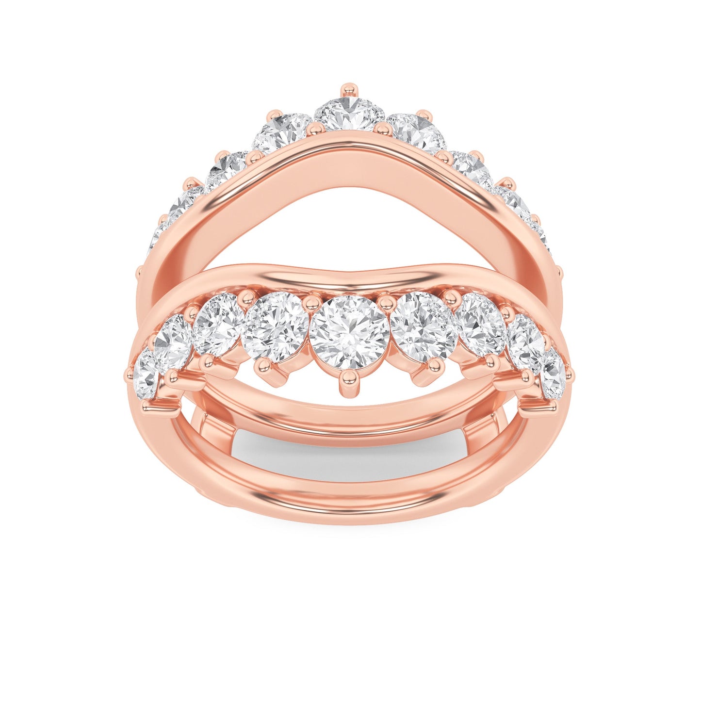 2Cttw Round Shaped Lab Grown Diamond (F/VS) Insert Jacket Ring in 14K Gold