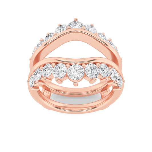 2Cttw Round Shaped Lab Grown Diamond (F/VS) Insert Jacket Ring in 14K Gold
