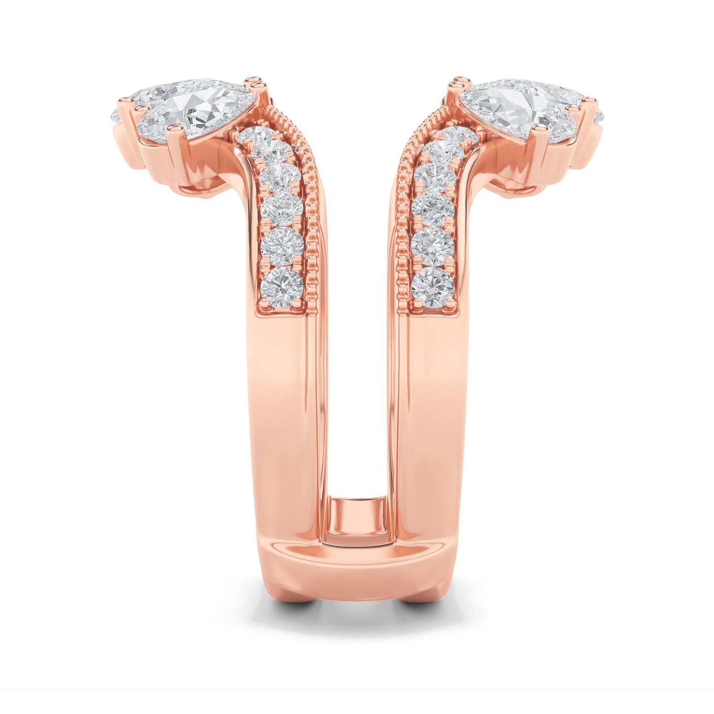 2Cttw Pear Shaped Lab Grown Diamond (F/VS) Insert Jacket Ring in 14K Gold