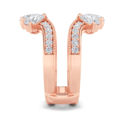 2Cttw Pear Shaped Lab Grown Diamond (F/VS) Insert Jacket Ring in 14K Gold