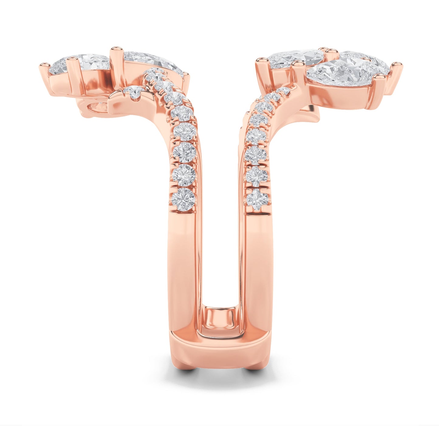 2Cttw Marquise Shaped Lab Grown Diamond (F/VS) Insert Jacket Ring in 14K Gold