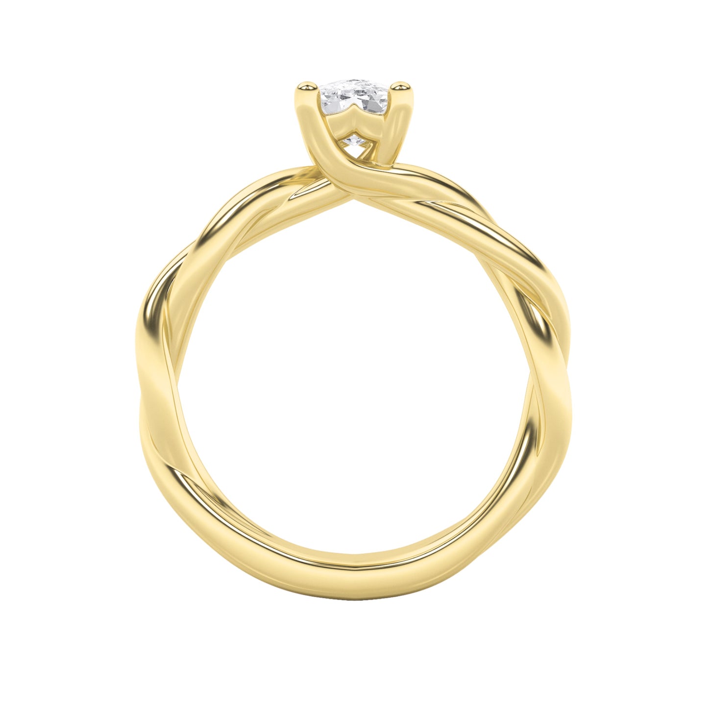 1Cttw Elongated Cushion Shaped Lab Grown Diamond (F/VS) Twisted Shank Solitaire Engagement Ring in 14K Gold