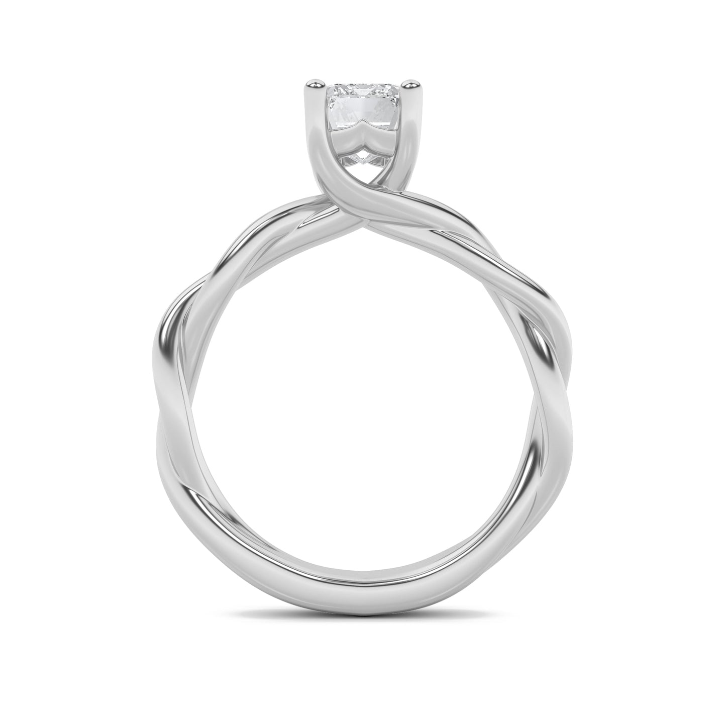 1.5Cttw Emerald Shaped Lab Grown Diamond (G/VS) Twisted Shank Solitaire Engagement Ring in 14K Gold