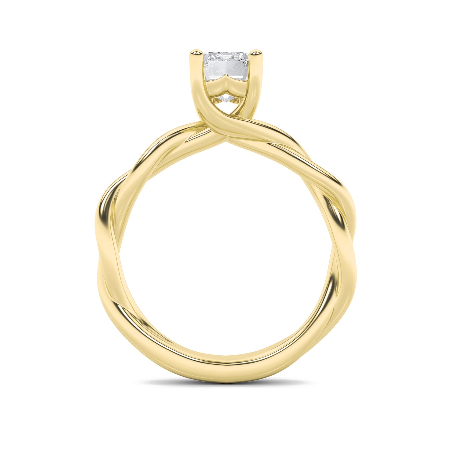 1.5Cttw Emerald Shaped Lab Grown Diamond (G/VS) Twisted Shank Solitaire Engagement Ring in 14K Gold