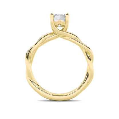 1.5Cttw Emerald Shaped Lab Grown Diamond (G/VS) Twisted Shank Solitaire Engagement Ring in 14K Gold