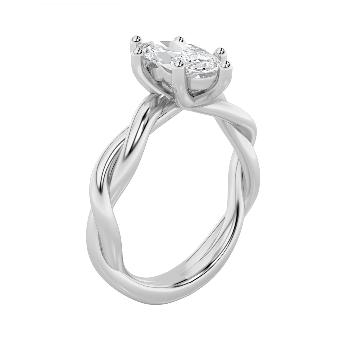 1Cttw Marquise Shaped Lab Grown Diamond (F/VS) Twisted Shank Solitaire Engagement Ring in 14K Gold