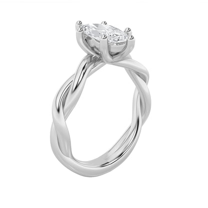 1Cttw Marquise Shaped Lab Grown Diamond (F/VS) Twisted Shank Solitaire Engagement Ring in 14K Gold