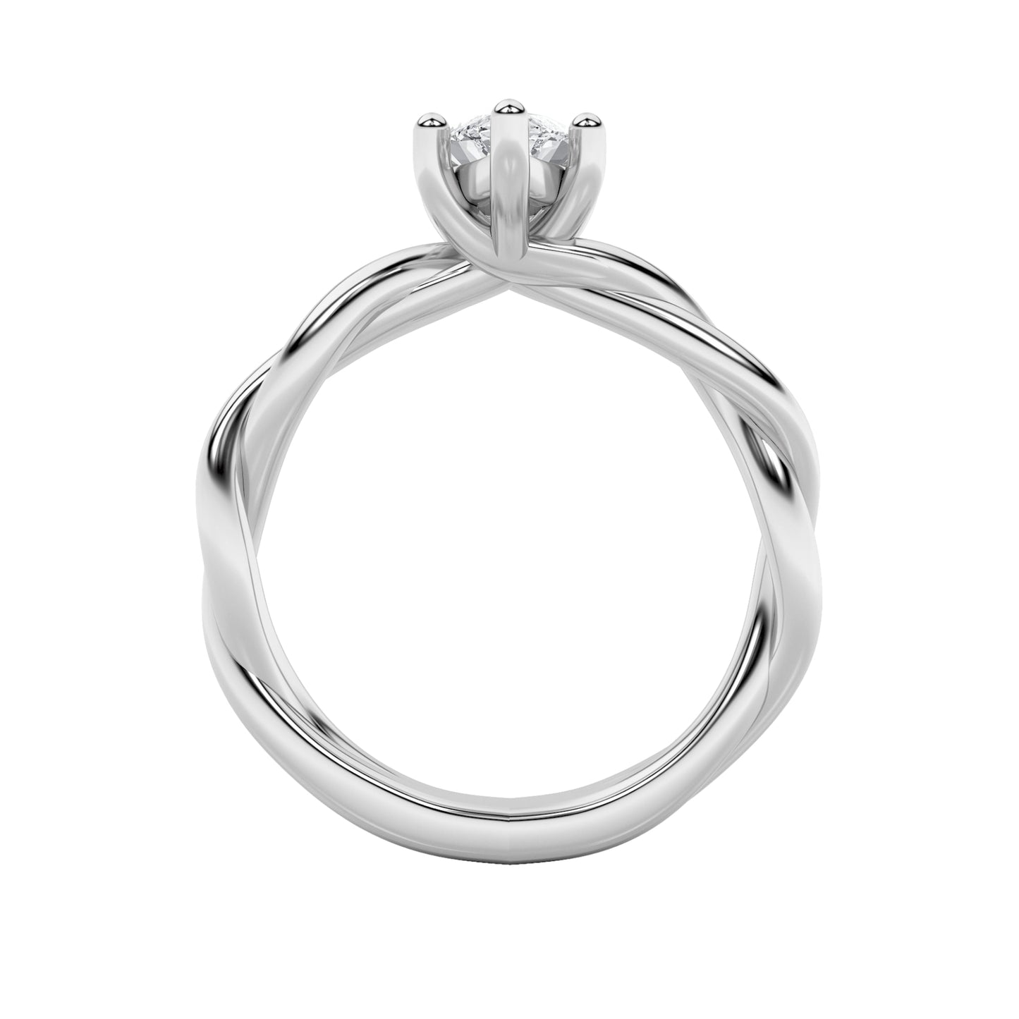 1Cttw Marquise Shaped Lab Grown Diamond (F/VS) Twisted Shank Solitaire Engagement Ring in 14K Gold