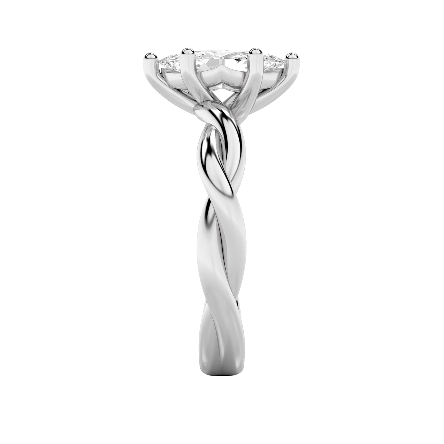 1Cttw Marquise Shaped Lab Grown Diamond (F/VS) Twisted Shank Solitaire Engagement Ring in 14K Gold
