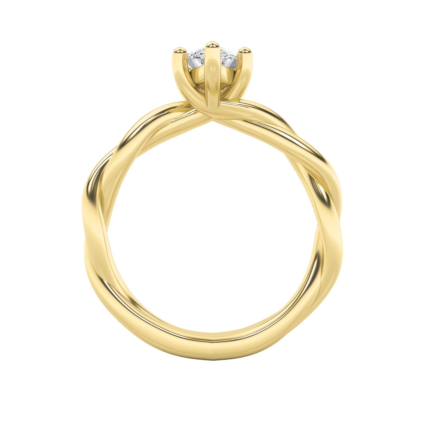 1.5Cttw Marquise Shaped Lab Grown Diamond (F/VS) Twisted Shank Solitaire Engagement Ring in 14K Gold