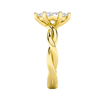 1.5Cttw Marquise Shaped Lab Grown Diamond (F/VS) Twisted Shank Solitaire Engagement Ring in 14K Gold
