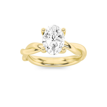 1.5Cttw Oval Shaped Lab Grown Diamond (F/VS) Twisted Shank Solitaire Engagement Ring in 14K Gold
