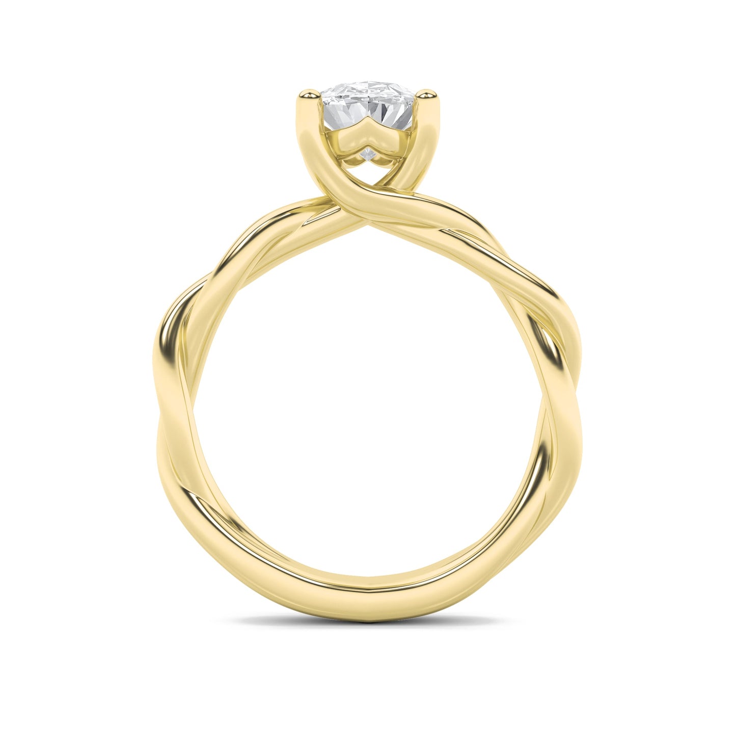 1.5Cttw Oval Shaped Lab Grown Diamond (F/VS) Twisted Shank Solitaire Engagement Ring in 14K Gold