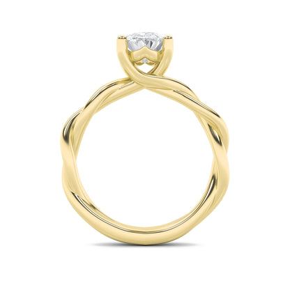 1.5Cttw Oval Shaped Lab Grown Diamond (F/VS) Twisted Shank Solitaire Engagement Ring in 14K Gold
