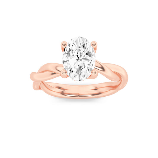 1.5Cttw Oval Shaped Lab Grown Diamond (F/VS) Twisted Shank Solitaire Engagement Ring in 14K Gold