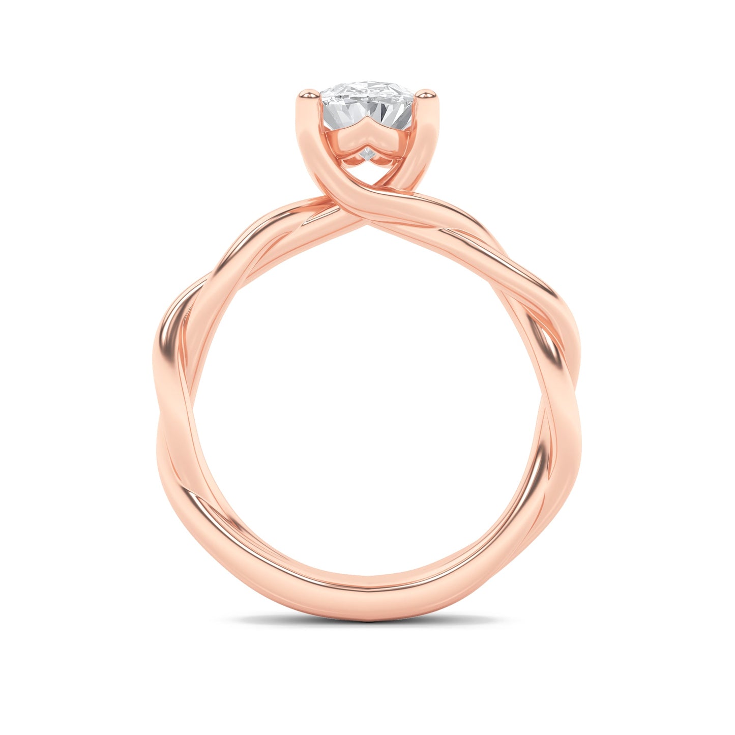 1.5Cttw Oval Shaped Lab Grown Diamond (F/VS) Twisted Shank Solitaire Engagement Ring in 14K Gold