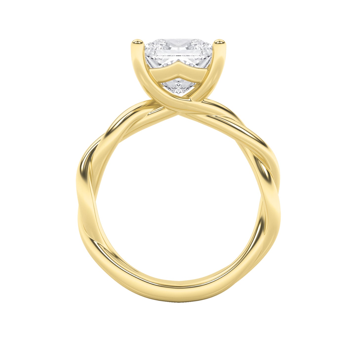 1Cttw Princess Shaped Lab Grown Diamond (F/VS) Twisted Shank Solitaire Engagement Ring in 14K Gold