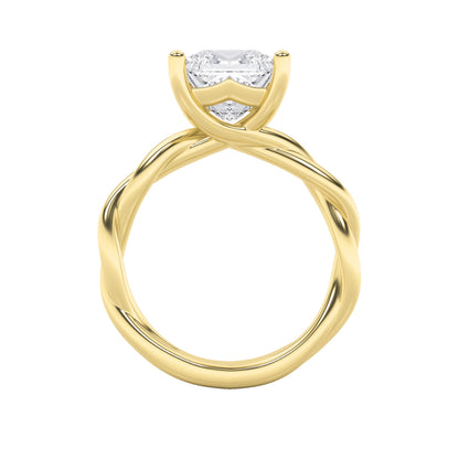 1Cttw Princess Shaped Lab Grown Diamond (F/VS) Twisted Shank Solitaire Engagement Ring in 14K Gold