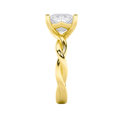 1Cttw Princess Shaped Lab Grown Diamond (F/VS) Twisted Shank Solitaire Engagement Ring in 14K Gold