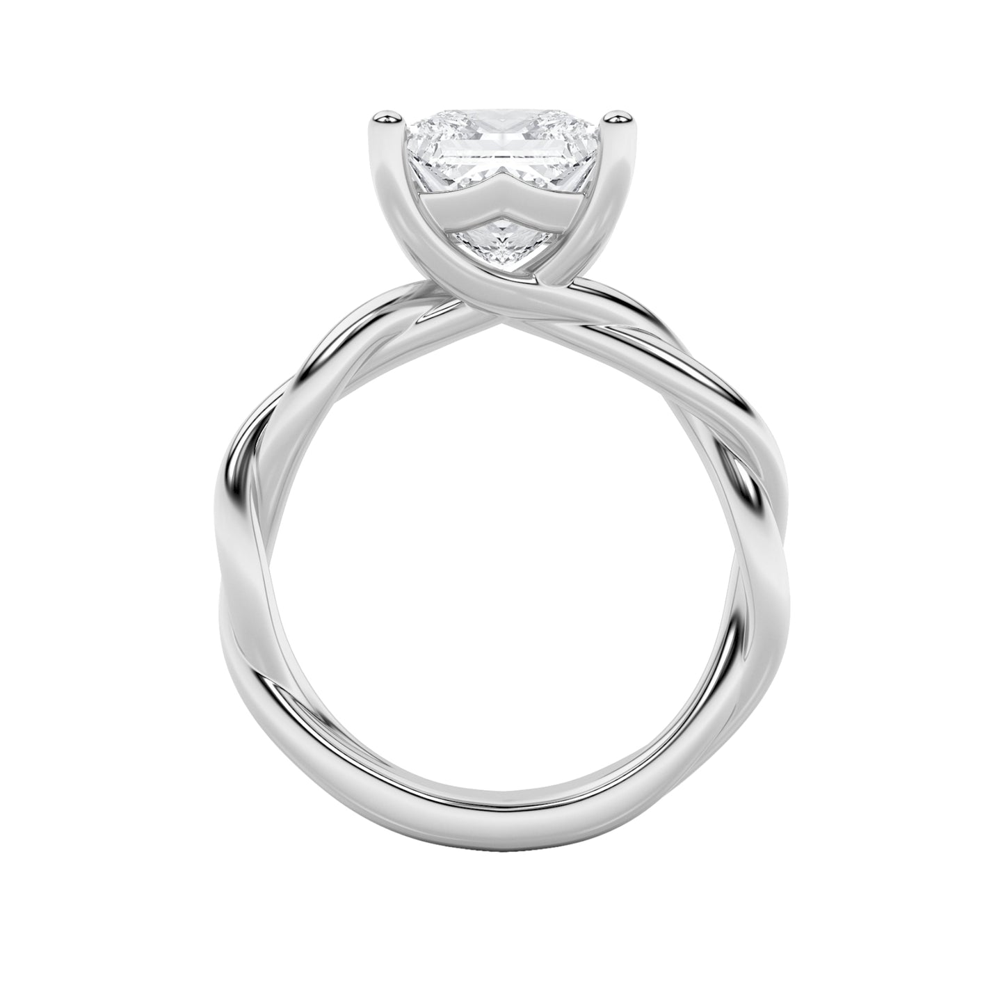 2Cttw Princess Shaped Lab Grown Diamond (F/VS) Twisted Shank Solitaire Engagement Ring in 14K Gold