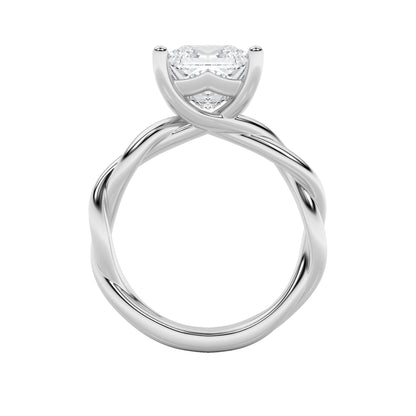 2Cttw Princess Shaped Lab Grown Diamond (F/VS) Twisted Shank Solitaire Engagement Ring in 14K Gold