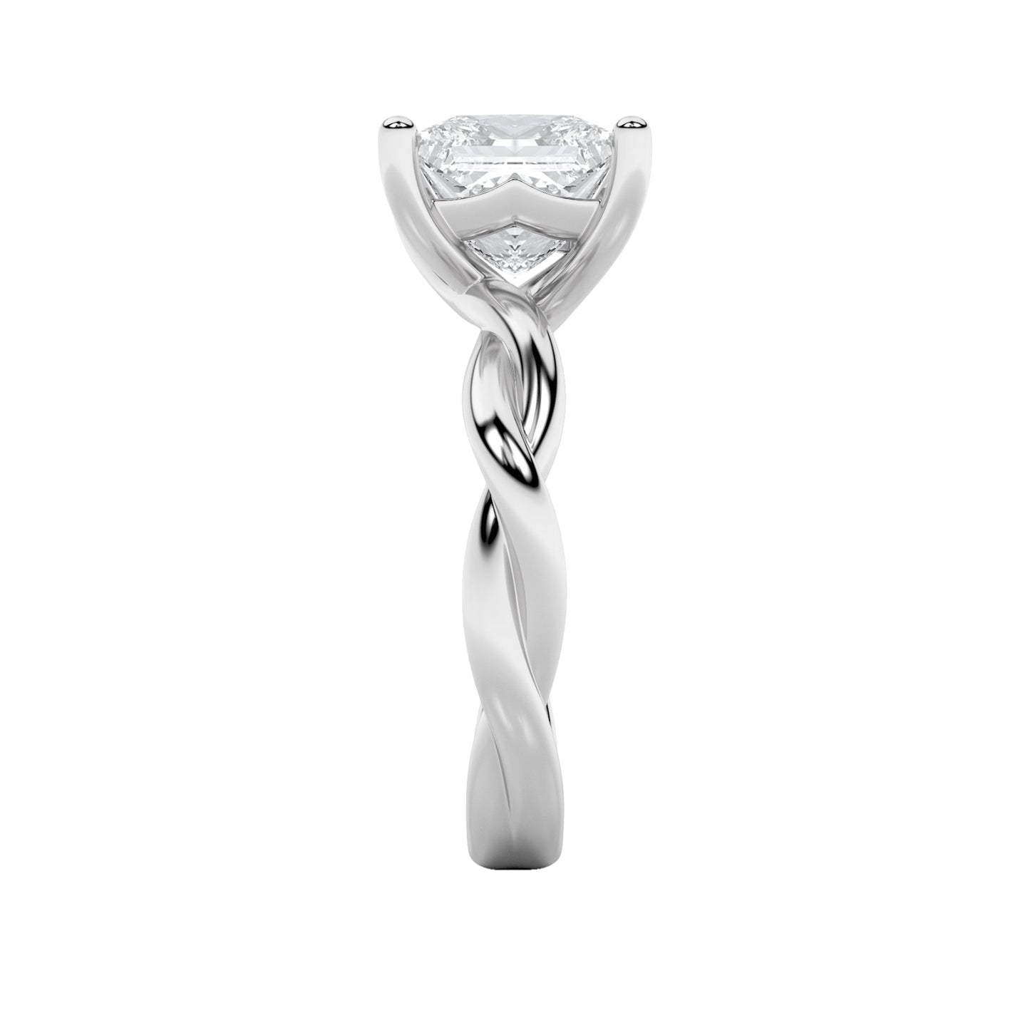 2Cttw Princess Shaped Lab Grown Diamond (F/VS) Twisted Shank Solitaire Engagement Ring in 14K Gold