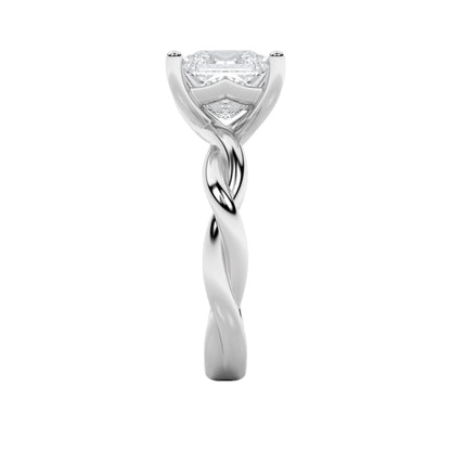2Cttw Princess Shaped Lab Grown Diamond (F/VS) Twisted Shank Solitaire Engagement Ring in 14K Gold