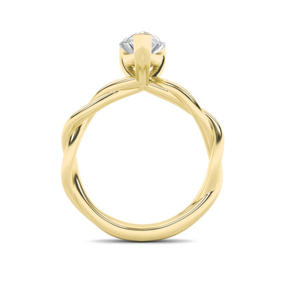 1Cttw Pear Shaped Lab Grown Diamond (F/VS) Twisted Shank Solitaire Engagement Ring in 14K Gold