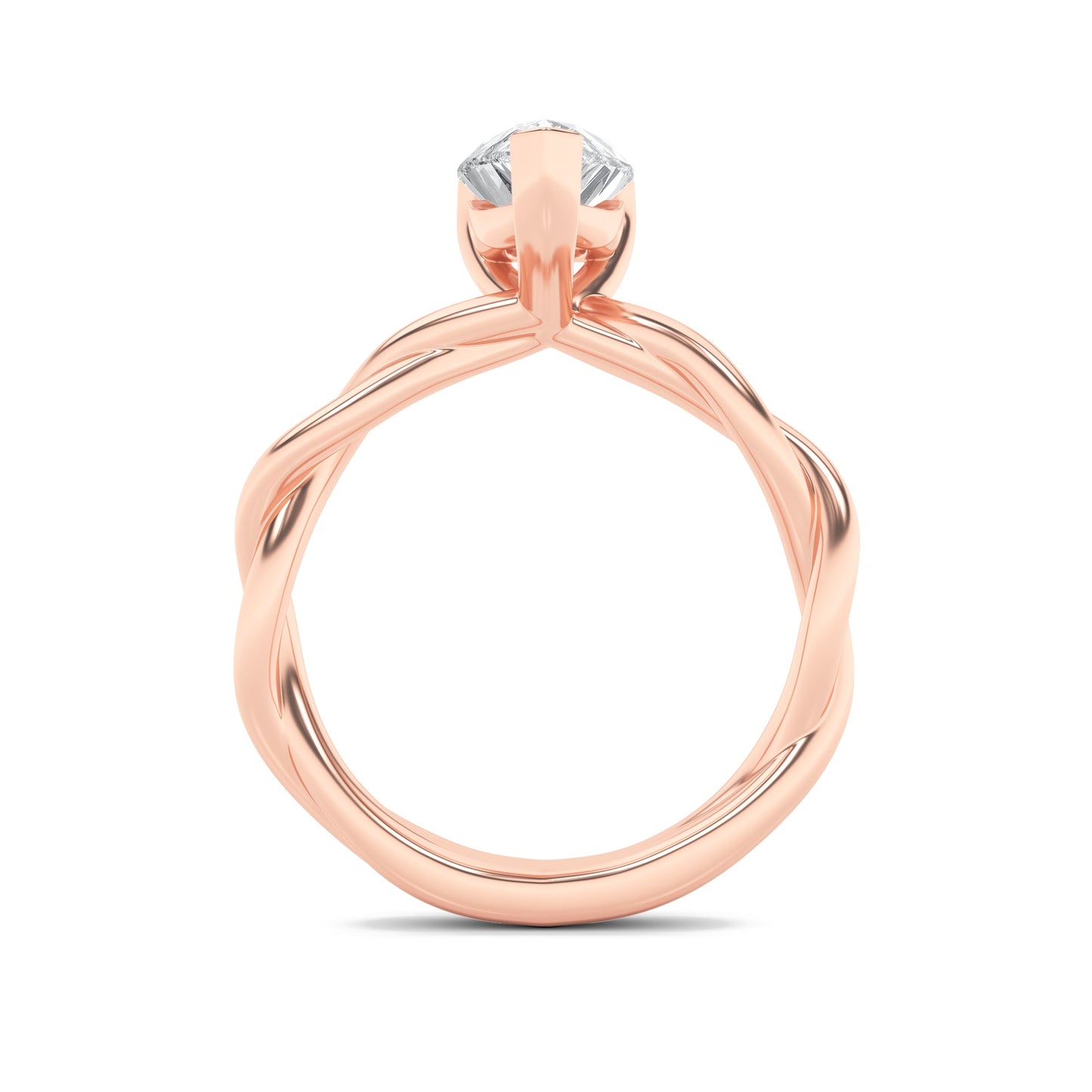 1.5Cttw Pear Shaped Lab Grown Diamond (F/VS) Twisted Shank Solitaire Engagement Ring in 14K Gold