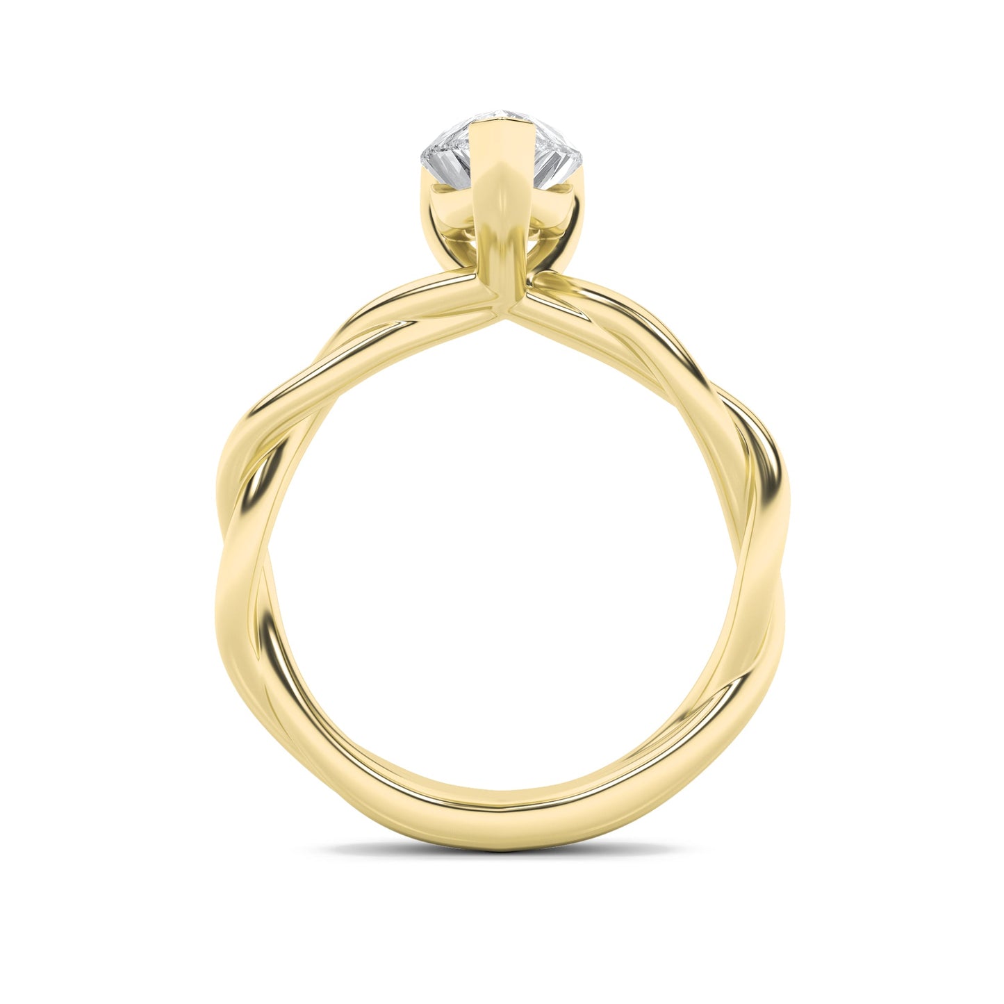 2Cttw Pear Shaped Lab Grown Diamond (F/VS) Twisted Shank Solitaire Engagement Ring in 14K Gold
