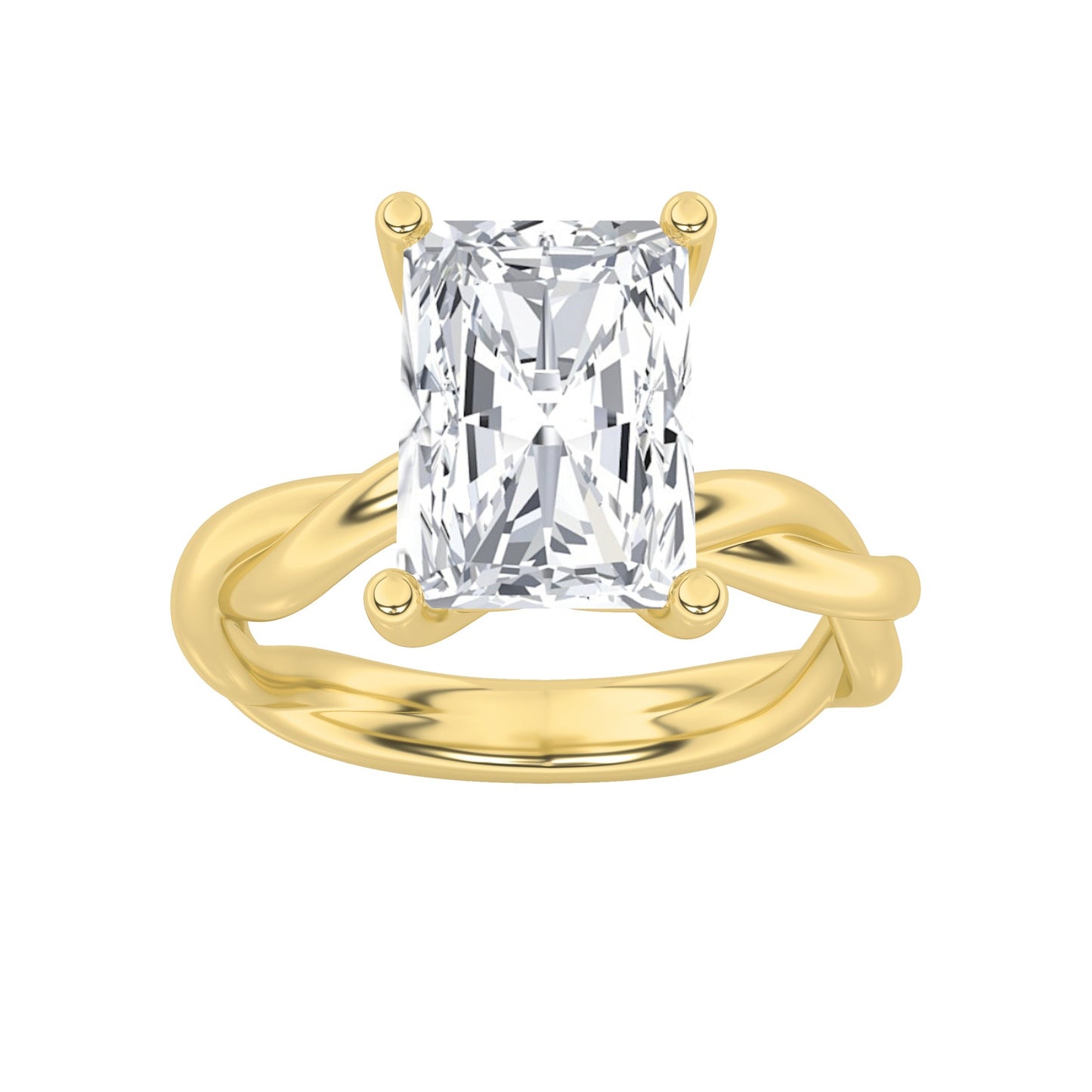 2Cttw Radiant Shaped Lab Grown Diamond (F/VS) Twisted Shank Solitaire Engagement Ring in 14K Gold