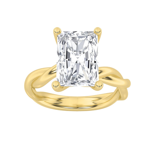 2Cttw Radiant Shaped Lab Grown Diamond (F/VS) Twisted Shank Solitaire Engagement Ring in 14K Gold