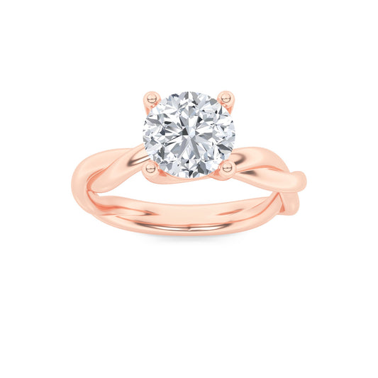 1.5Cttw Round Shaped Lab Grown Diamond (F/VS) Twisted Shank Solitaire Engagement Ring in 14K Gold