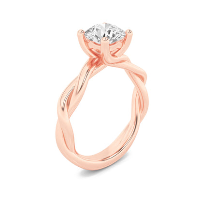 1.5Cttw Round Shaped Lab Grown Diamond (F/VS) Twisted Shank Solitaire Engagement Ring in 14K Gold