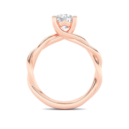1.5Cttw Round Shaped Lab Grown Diamond (F/VS) Twisted Shank Solitaire Engagement Ring in 14K Gold